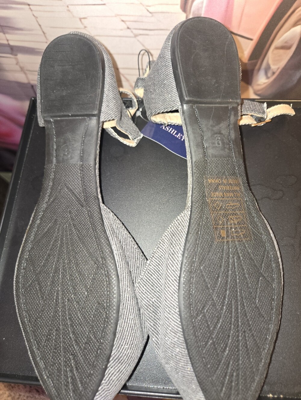 Grey Denim Pointed-Toe Flats - Picture 2 of 3